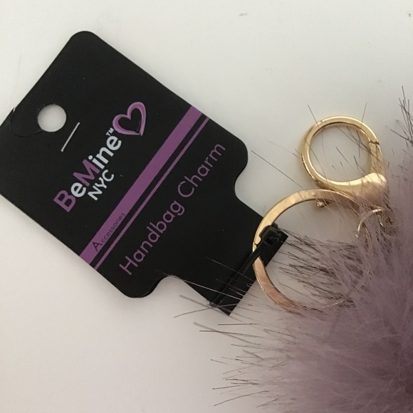 Be Mine NYC faux fur pompom handbag charm/key chain - Picture 3 of 3